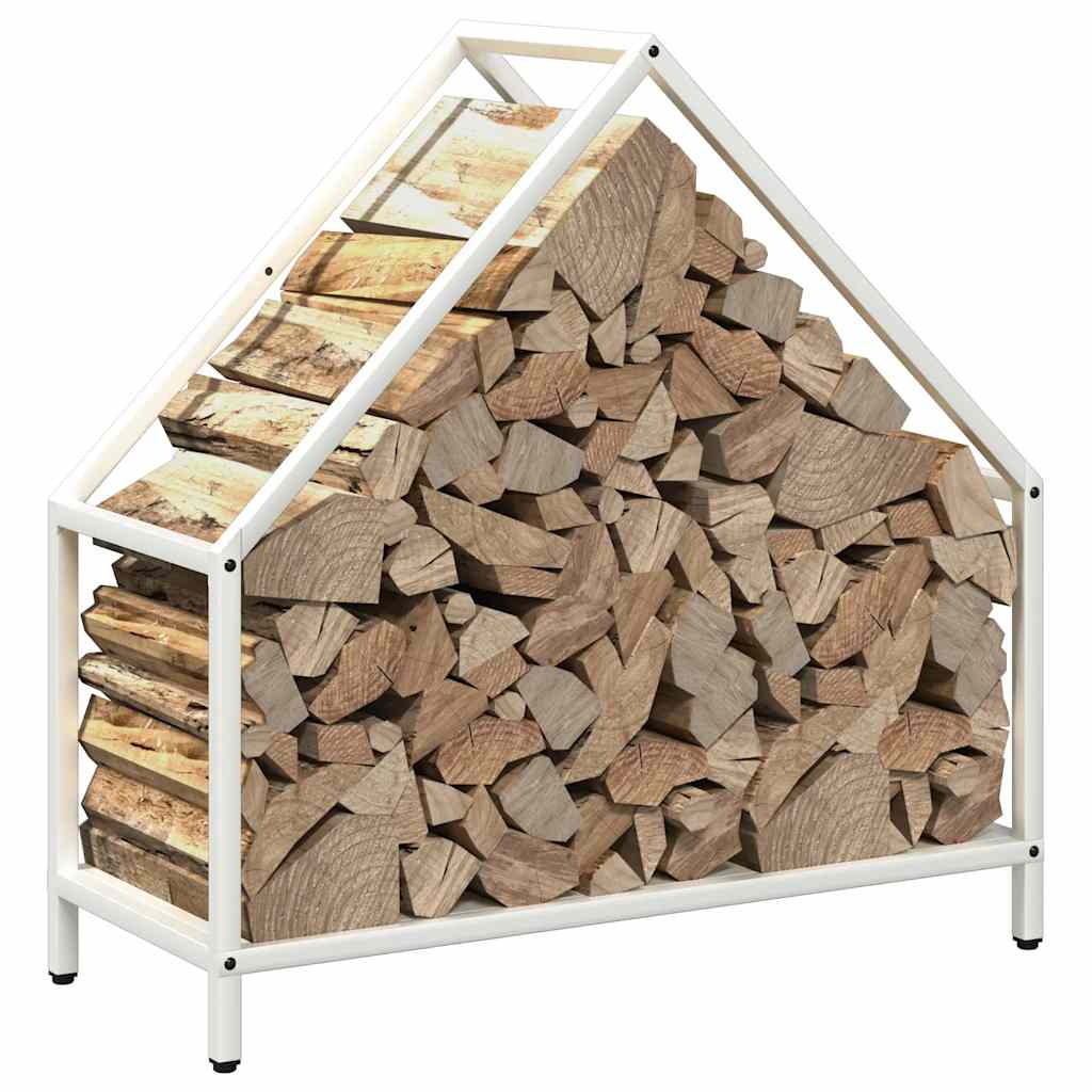 Firewood Rack White 60x25x60 cm Cold Rolled Steel