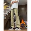 Men's Winter Fleece-Lined Washed Micro Flare Jeans - Thick, Straight Leg, Non-Clingy, Long Fit