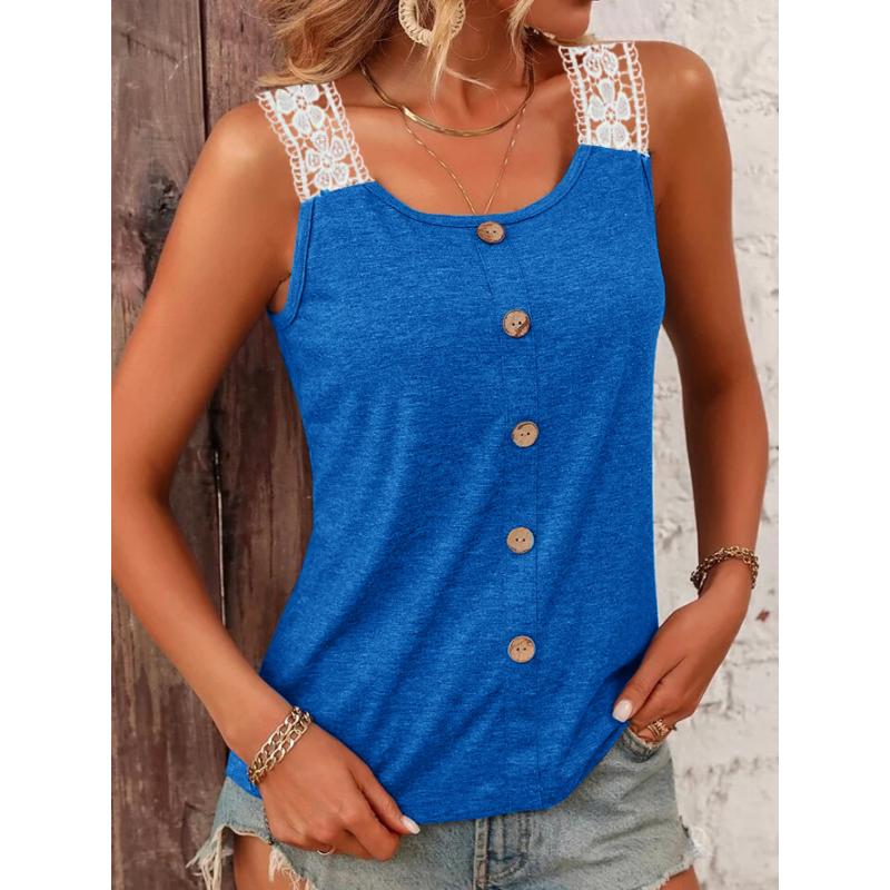 DAFIFY Women's Fashion Summer Casual Sleeveless U-Neck T-shirts and Tops