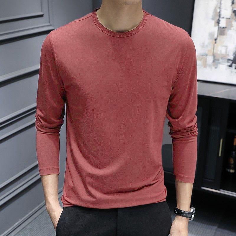 Men S Long Sleeve T Shirt Slim Fit Solid Color Casual Basic Top