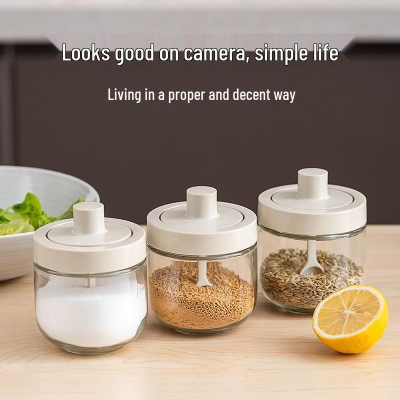 Moisture-Proof Glass Spice Jar Set: Salt, Seasoning & Kitchen Storage