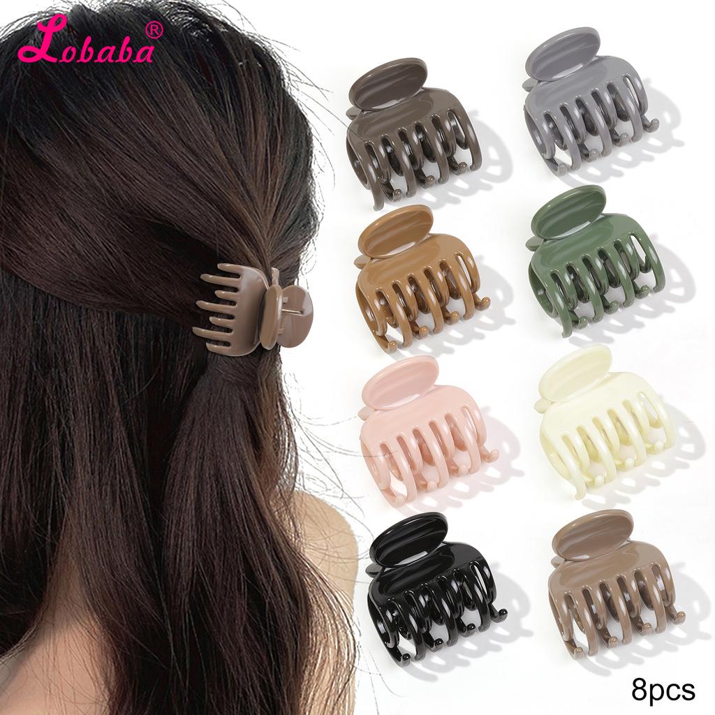 8 Pcs 1.6 In Small Double Row Teeth Hair Claw Clips for Women Girls,Strong Hold Jaw Clips for Thin Hair