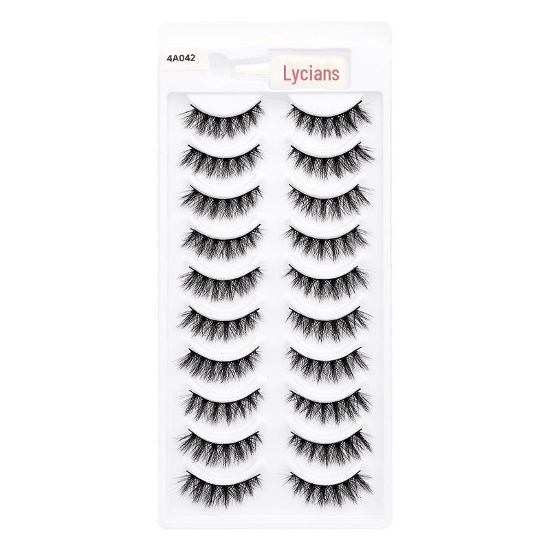 10 Pairs 4A042#3D Multi-Layered Black Stem Thai False Eyelashes for Light, Messy, Cross-Style European and American Stage Makeup