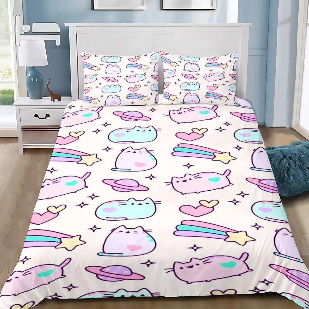 Exquisite cute Print Duvet Cover Set Bedding Set P-Pus-heens Cat Single Double King Size For Kids Boy Girl Bedroom Decor 2/3pcs