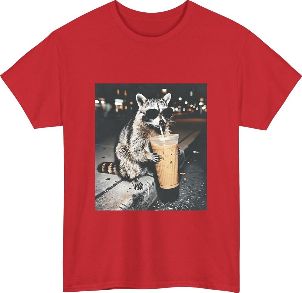 Funny raccoon coffee tshirt sunglasses raccoon urban night coffee lover tee top S