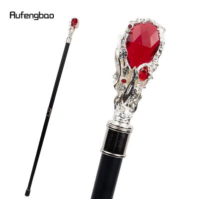Rode Diamant Witte Wandelstok Mode Decoratieve Wandelstok Gentleman Elegant Cosplay Stok Knop Kromstaf 95cm