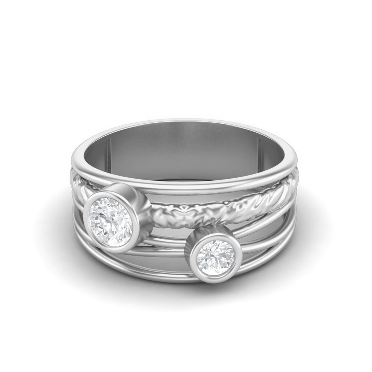4mm Round Moissanite Handmade Split Shank Band 925 Sterling Silver Trio Stone Women Ring
