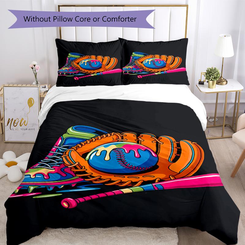 3pcs Baseball Bedding Set Duvet Cover Closure Includes 1 Duvet Cover & 2 Pillowcases, Soft and Comfortable for All Seasons.