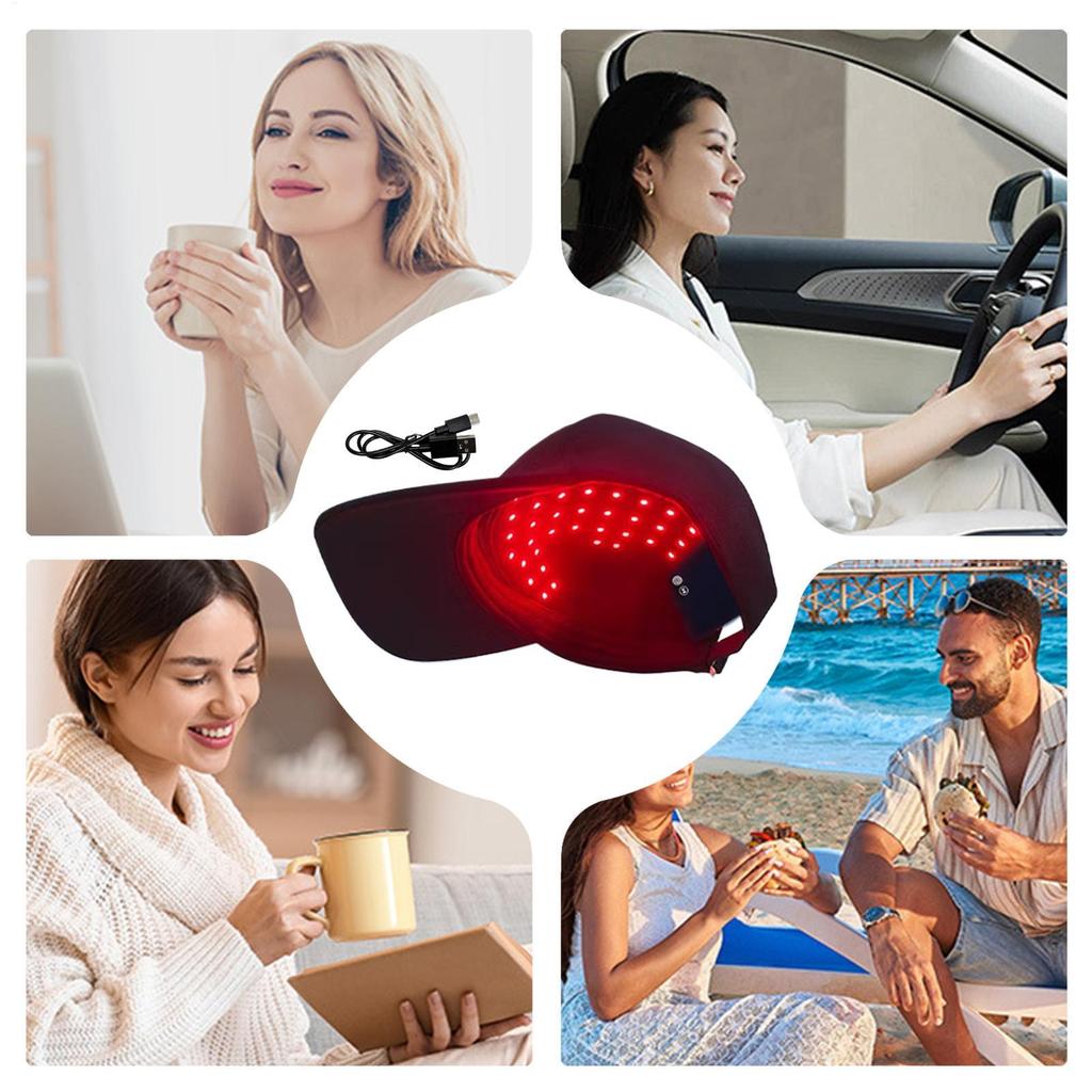 Portable Red Light Hair Growth Cap 450nm/660nm LED Soothing Thickening Hat For Women Home Travel Scalp Therapy Wireless