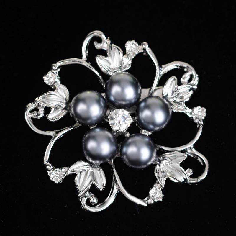 Hot! Fashion Alloy Crystal Pearl Bead Inlay Brooch