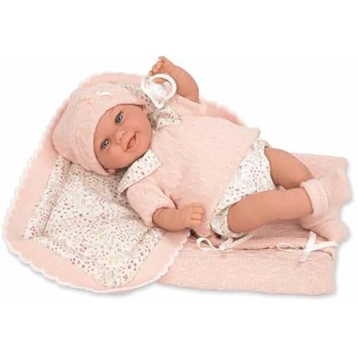 Poupée - ARIAS - Élégance 35 Cm Babyto - Rose Fleurs - Lestée - Avec Couverture
