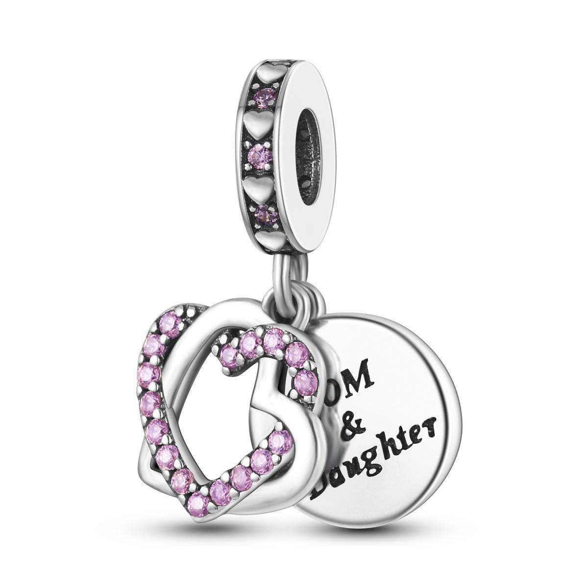925 Silver Mother Daughter Pendant Charm for Bracelet Making Handmade Jewelry Gift for Women