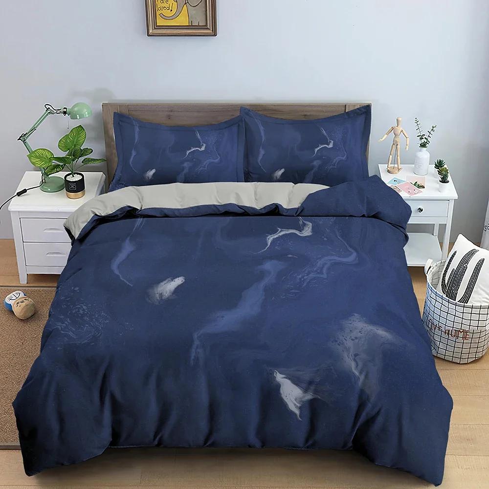 Duvet Cover Marble Texture Bedding Set Colorful Pattern Duvet Cover Double King Size Duvet Cover with Pillowcases 2/3 Pieces