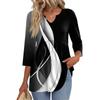 Women's Casual Plaid Print V-Neck Blouse with Three-Quarter Sleeves for Everyday Outfits