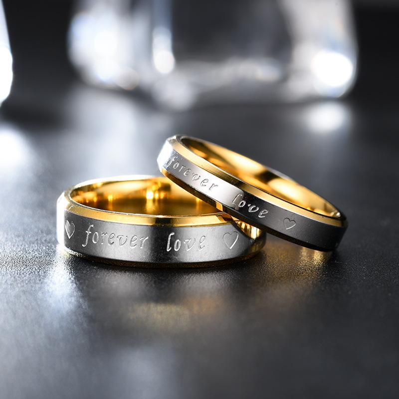 Romantic Forever Love Letter Couple Rings For Men Women Stainless Steel Rings Wedding Engagement Rings Anniversary  Gift