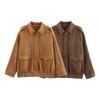 Womens Loose Fit Jacket Solid Color Casual Fashion Versatile Outerwear Street Style