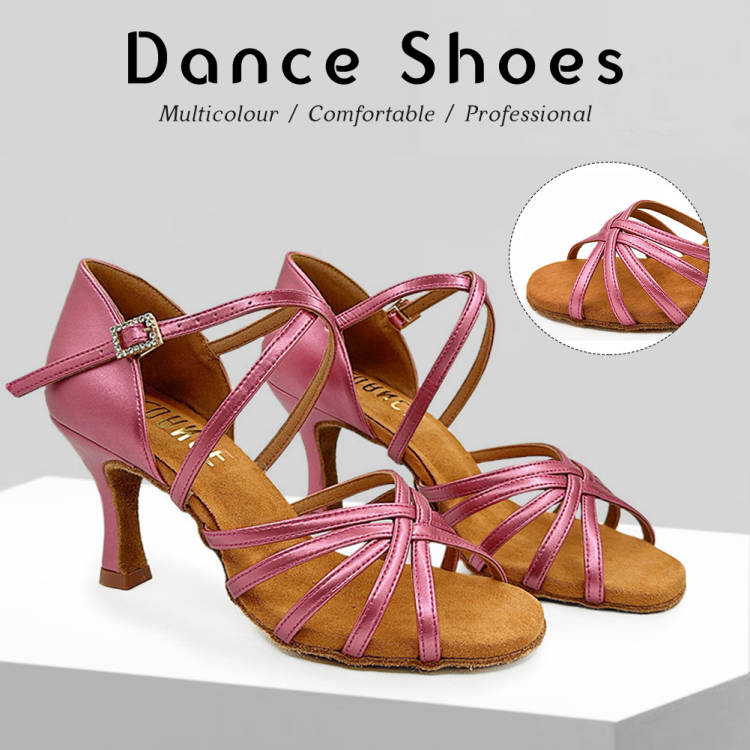 Modne Damskie Buty do Tańca Towarzyskiego Balowego Latin Tango Walc Cha Cha PU Obcas Wysoki 8CM