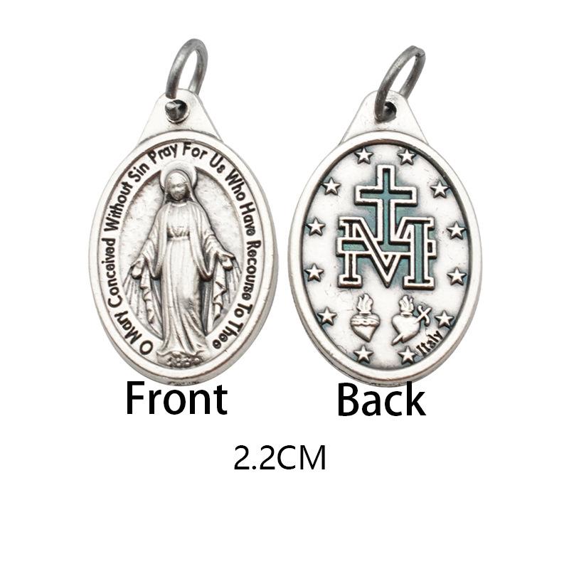 Breloques métalliques réversibles pour colliers, bracelets, accessoires de bricolage, grande médaille ovale de saint pour tout type de chaîne ou de collier, bijoux chrétiens