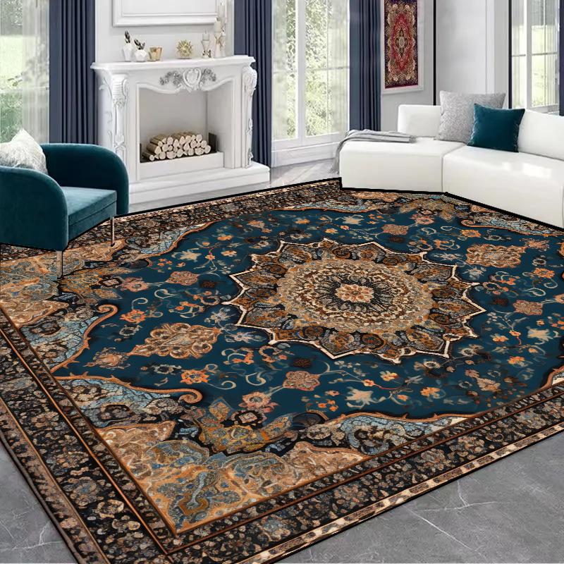 Persian Style Luxury Big Carpets for Living Room Decoration Bedroom Green Anti Slip Rugs Ins Plush Customizable Large Area Mats