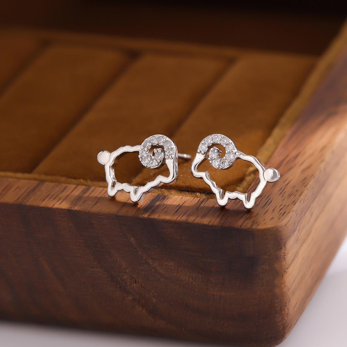 

Chic Rhinestone Little Sheep Zodiac Earrings for Women