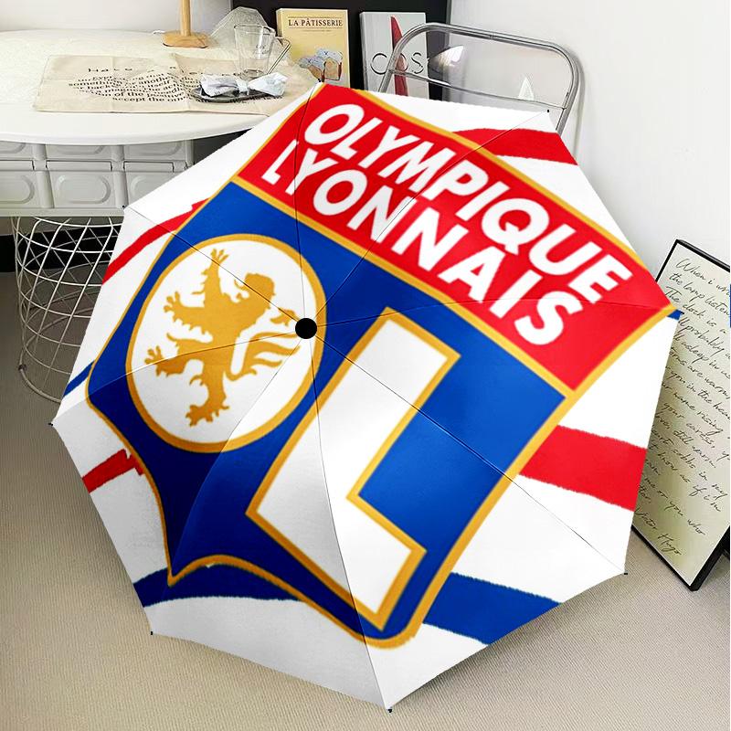 1PC Lyon Football Crest Design Printed Umbrella Folding umbrella, automatic umbrella 8-Frame for Travel, camping Fan gifts Christmas Gifts