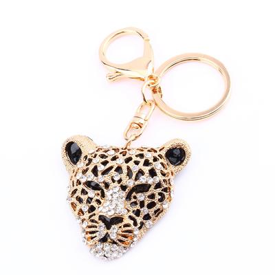 Ny Strass Leopard Nyckelring Charm Hänge Plånbok Väska Nyckelring Kedja Nyckelring