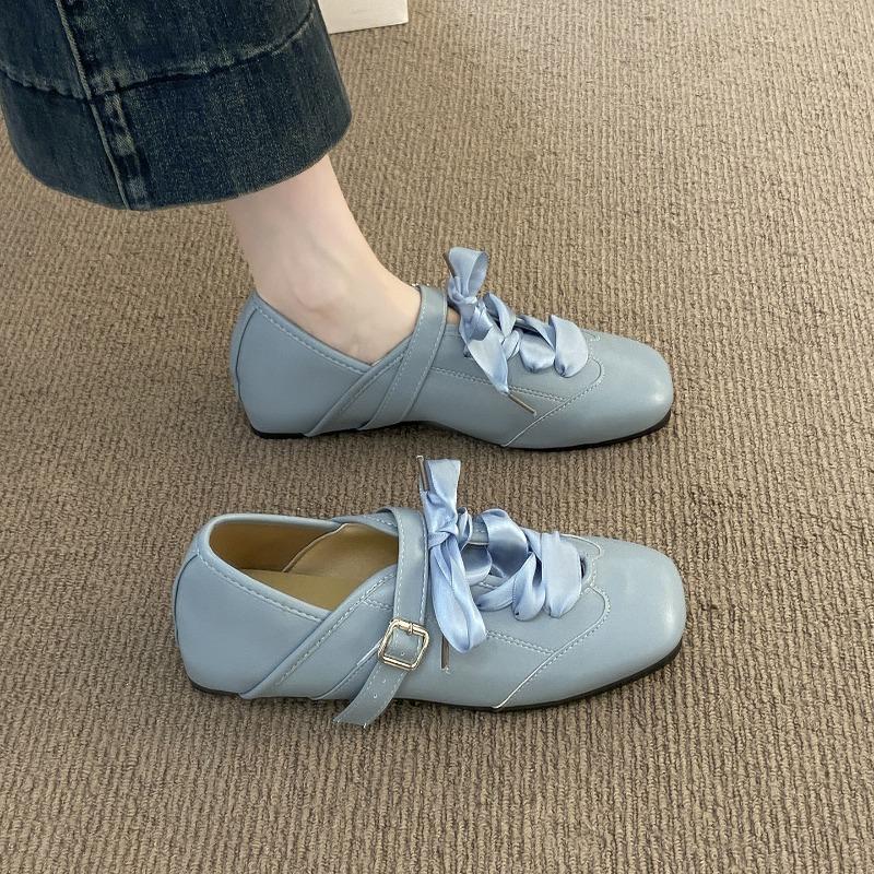 Inner Height Increase Silver Mary Jane Single Shoes Women's Shoes New Summer Ballet Bow Casual