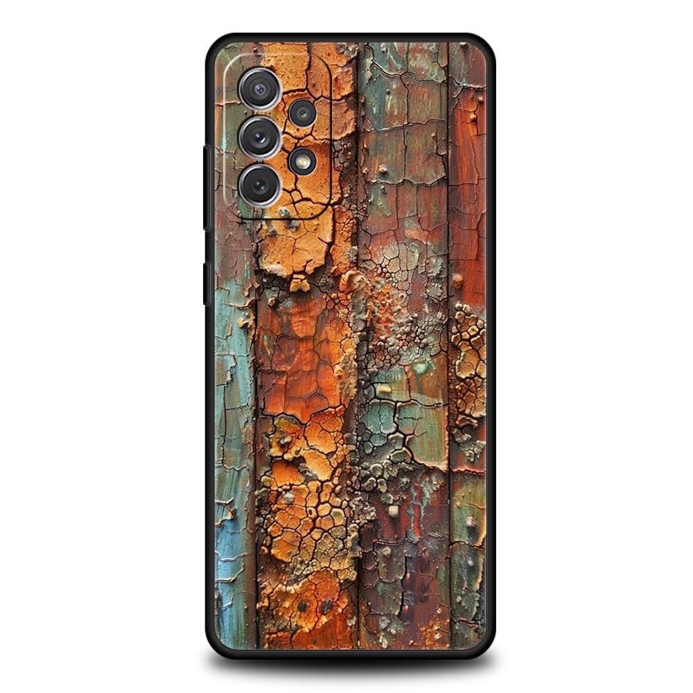 Vintage Industrieller Stil Rostige Handyhülle für Samsung Galaxy A55 A35 A15 A14 A13 A25 A54 A51 A71 A72 A73 A32 A52 A41 5G Weiches TPU