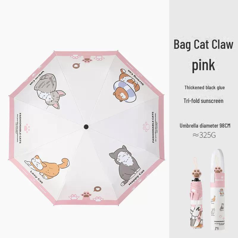 

Скидка 50% на сверхлегкий складной зонт от солнца «Кошачий коготь» — черный клей, устойчивый к УФ-излучению, с мультяшным дизайном для женщин 50cm, 6 ribs