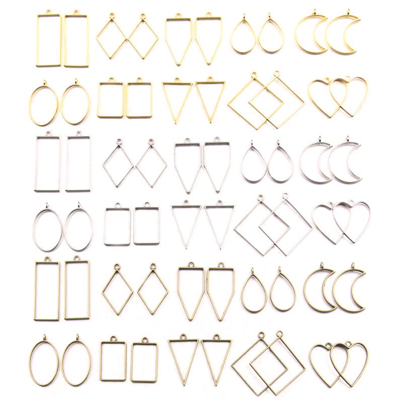 3-Color DIY Alloy Jewelry Geometric Epoxy Resin Mold Frames
