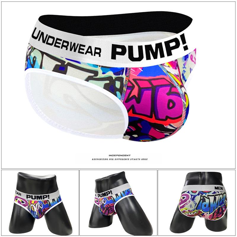 Underwear Pump Fashionable Mens Trendy Graffiti Print Cool Nylon Sports Briefs Breathable Sexy