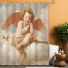 1Pc Shower Curtain - Serene Angel With Golden Wings Sleeping On Clouds Design Waterproof