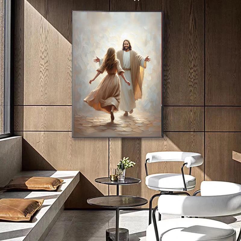 Heilige Religiöse Überzeugung Gott Jesus und Heiliger Geist Poster Druck Heiliges Herz Jesu Leinwandbild für Wohnzimmer Schlafzimmer Dekor