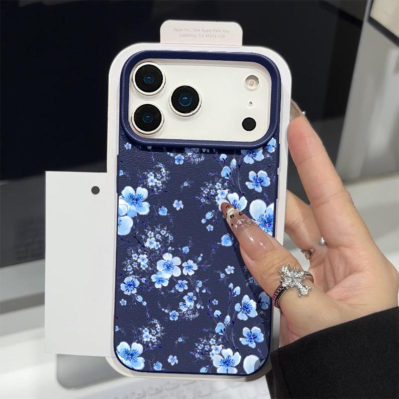 Ledertextur TPU Handyhülle Für iPhone 17 17e 16e 16 15 Pro Max 14 13 Pro Max 11 Magnolienblüte Weiche Silikon-Rückseite