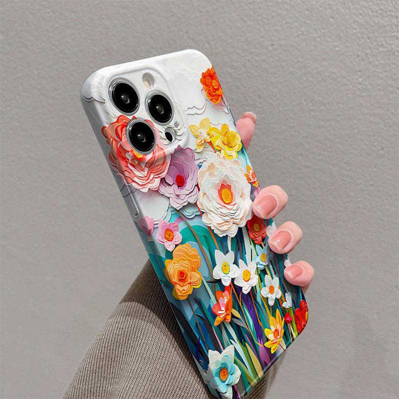 Colorful Flower Glossy Film Hard PC Phone Case for Google Pixel 7 7a 8 8a 9 9a Pro XL 5G