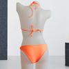 Set Bikini Arancione, Scollo all'americana, Decorazione in Metallo sull'addome, Tessuto Elastico Asciugatura Rapida Costume da Bagno Spezzato