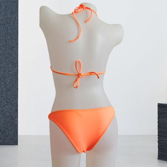 Set Bikini Arancione, Scollo all'americana, Decorazione in Metallo sull'addome, Tessuto Elastico Asciugatura Rapida Costume da Bagno Spezzato