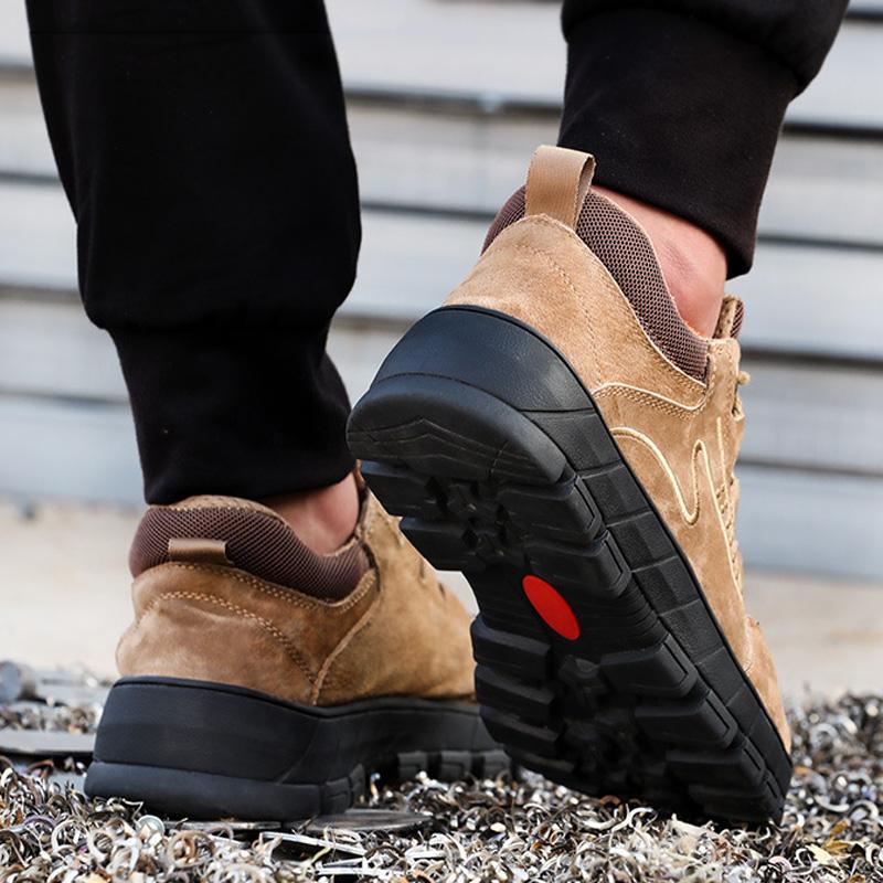 Fashion Men's Safety Shoes Puncture-Proof Outdoor Sneakers for Man Steel Toe Indestructible Safety Boots Men Work Shoes Suede Work Boots