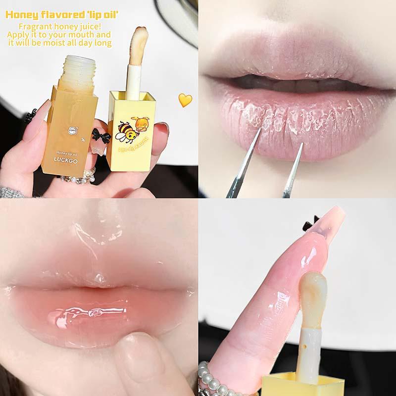 LUCKGO Hydrating Honey Lip Care Set - Clear, Plump, Moisturize, Fade Lines for Mirror-Like Lips
