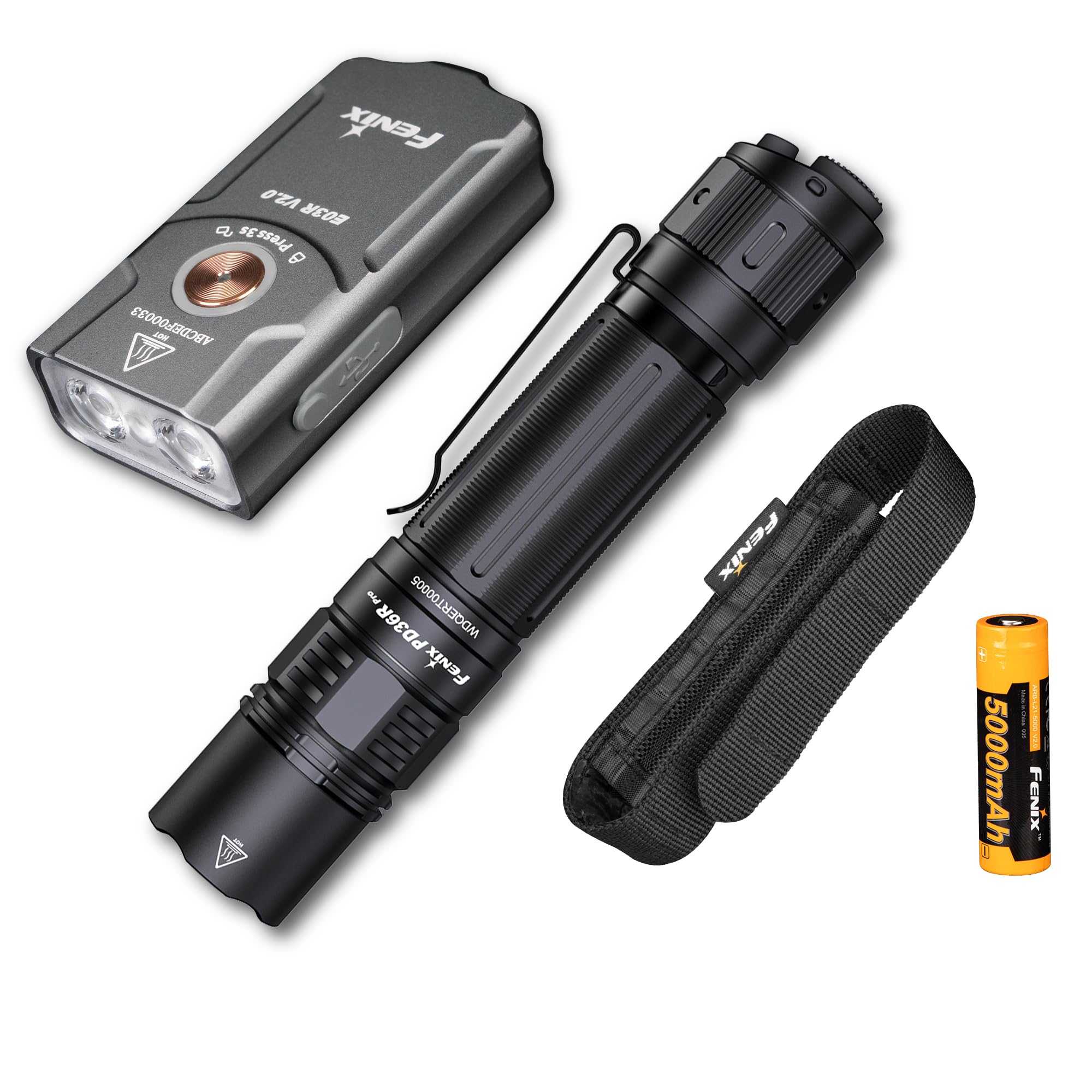 

Fenix PD36R Pro E03R Offer Rechargeable LED Disaster High Ideal for Disaster Dog Outdoor Night Insect Fishing + V2.0 (Gray) Limited-Time Set чорний
