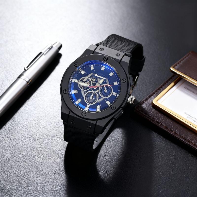 Men s watch hollow imitation mechanical outdoor leisure fashion silicone belt quartz watch sports men s watch