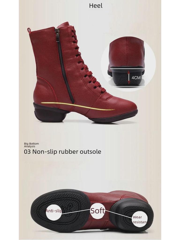 Women's Dance Footwear: Soft Sole Square, Sailor, Long Boots, Latin, Modern Heel Shoes for Four Seasons