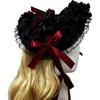 Victorian Lace Straw Bonnet Hat Dark Series Hat With Adjustable Tie and Ribbon Bowknot For Women Anime Theme Event Wear