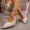 Fashion Women's Metal Decoration Stiletto Heel Shoes Elegant Pointed Toe Party Dress Pumps Woman Summer Fashion Slingback Heels Sandals