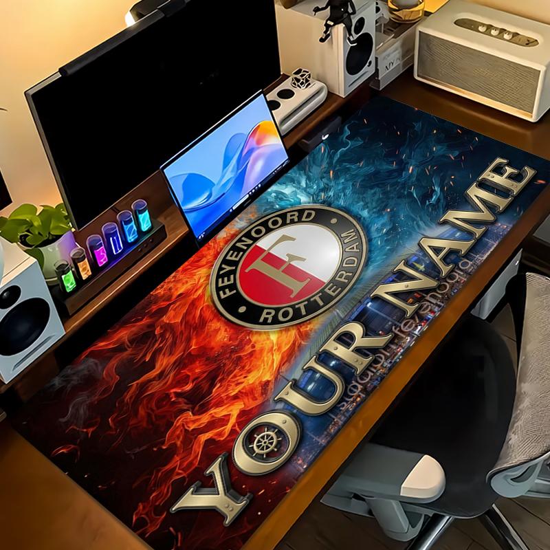 Tappetino per Mouse Personalizzato Feyenoord Grande Cuscino per Tavolo da Gioco Antiscivolo Laptop Tablet Mousepad Grande Tappetino XXL Mini PC Playmat Con Bordo Lock_XIA