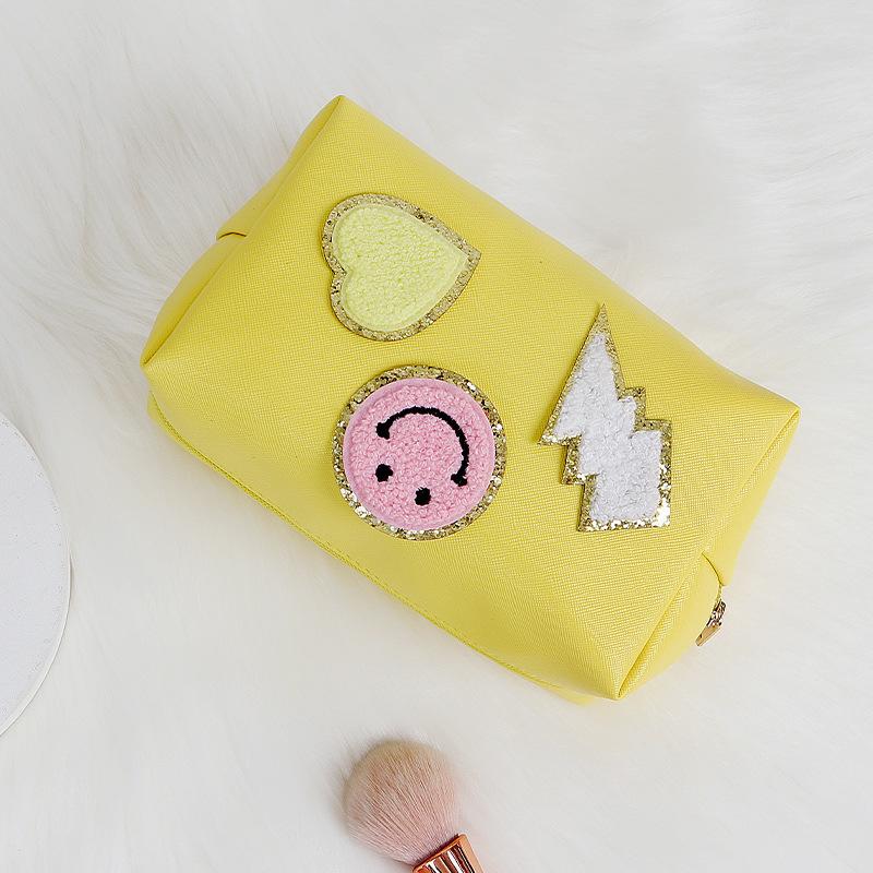 

Adorable Embroidery Cartoon Smiley Face Cosmetic Bag Waterproof Travel Bag Wash StyleA