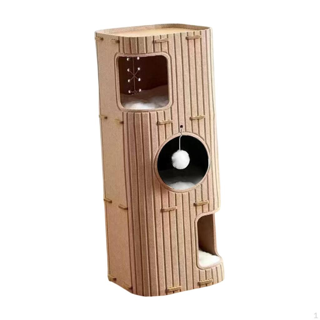 Cat Bed, Cave, Covered Tunnel, Condo, Enclosed Bed with Hanging Ball, House for Sleeping And