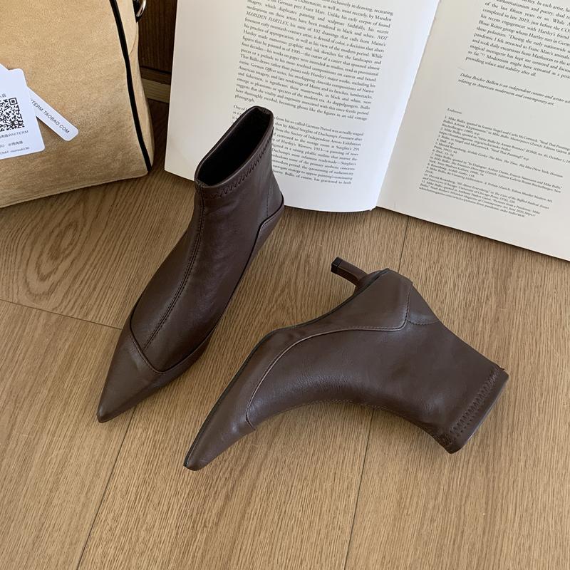 Fashion SUOJIALUN 2025 New Brand Women Ankle Boots Fashion Pointed Toe Slip On Ladies Elegant Short Boots Shoes Thin Low Heel Dress Pump