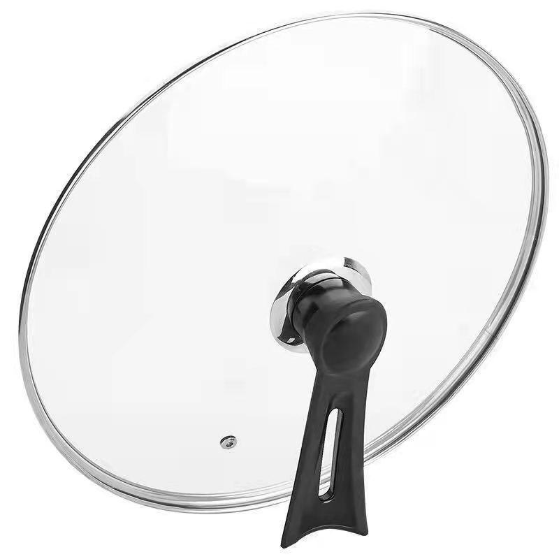 Universeller transparenter Edelstahl-Wokdeckel mit hochtemperaturbeständigem Fiberglasgriff