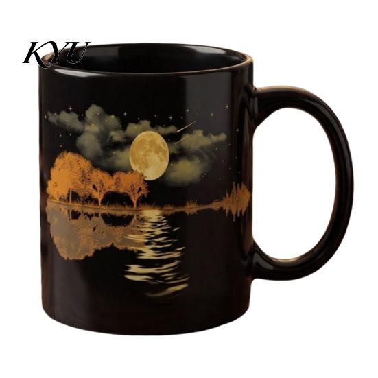 Haushaltsküchen-Grundausstattung Mondschein-Melodie Keramiktasse, 11oz 15oz Mondbeschienener Fluss Kaffeetasse Elegante Heißgetränke Tasse für Bürogebrauch Geschenk Liebhaber